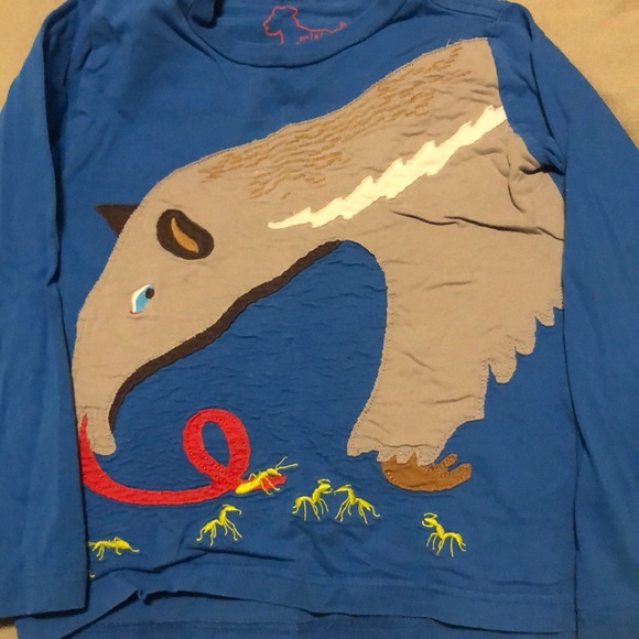 Long Sleeve Shirt Light Orange Anteater Floral Pattern Tee Shirt